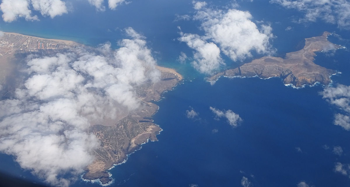 Porto Santo et îlot da Cal vu du ciel