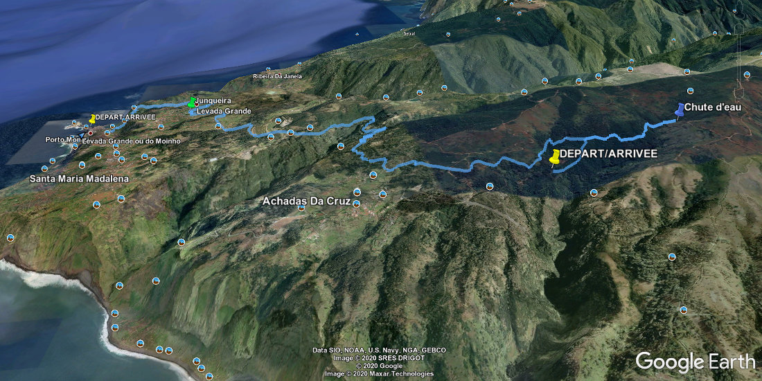 La levada Do Moinho, vue avec Google Earth